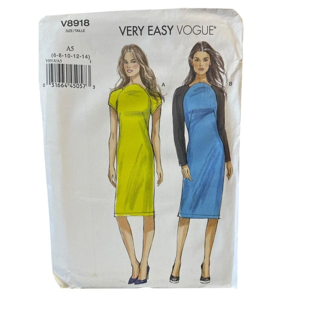Vogue V8918 Dress Pattern Size 6-14 Very Easy Knit Pullover
